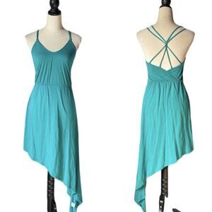 Bobi Turquoise Asymmetrical Dress with Strappy Back (Size: XS)